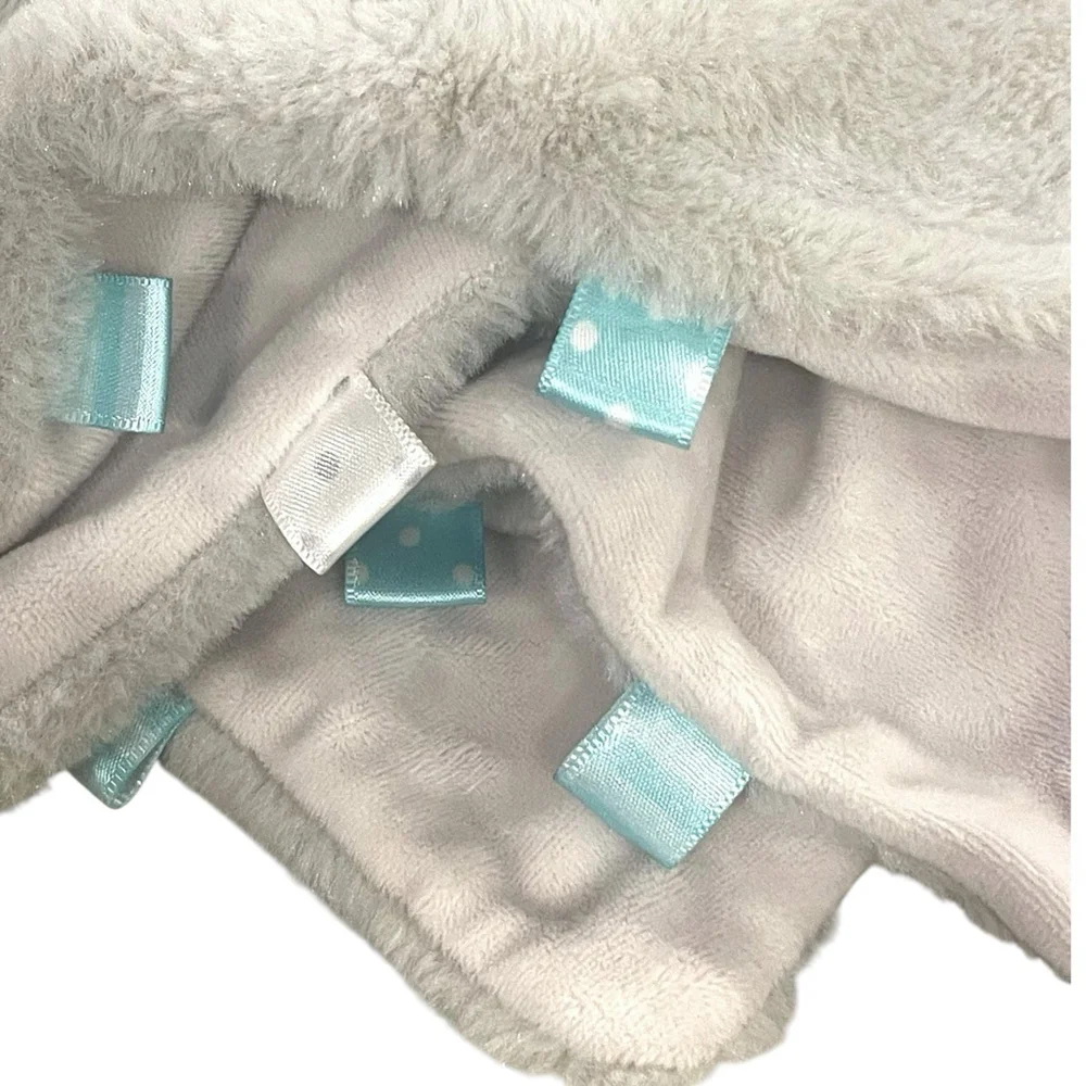Kellytoy Elephant Rattle Toy Plush Lovey Silky Ribbon Tags Security Blanket Gray